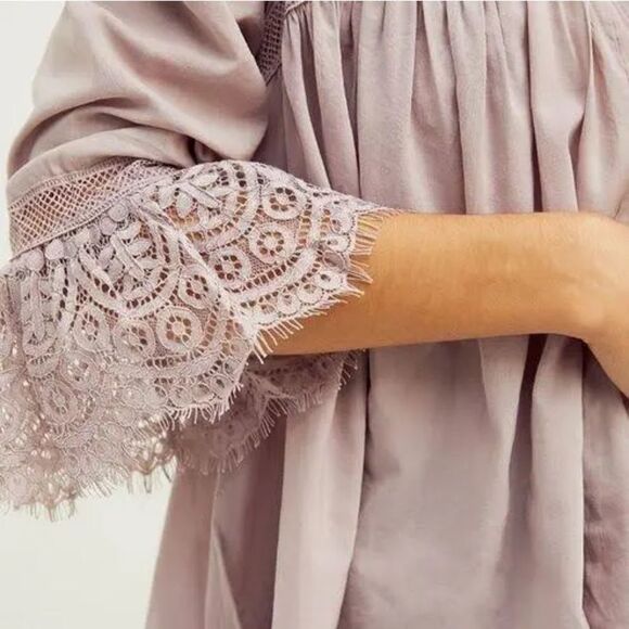 Free People Dusty Mauve Esme Embroidered Button Down, Size L, New w/ Tag $128 - Picture 5 of 6